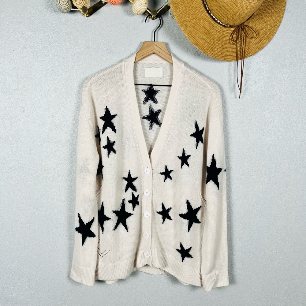 Zadig & Voltaire Mirka Star Cashmere Cardigan in Ecru Size Medium - Picture 8 of 11